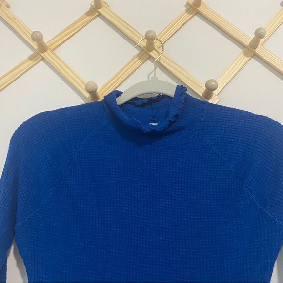 Intimately Free People Royal Blue Mock Neck Waffle Knit size XS - Picture 5 of 9